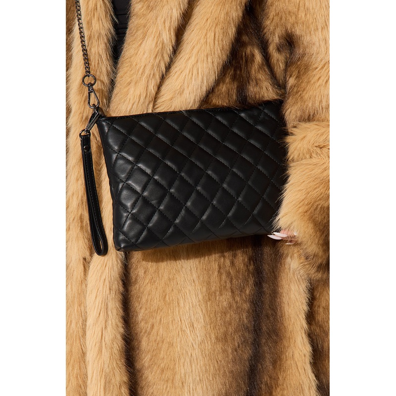 About The Girl Faux Leather Clutch – Black