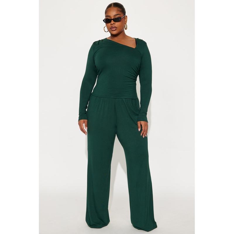 Alison Asymmetrical Wide Leg Pant Set – Hunter