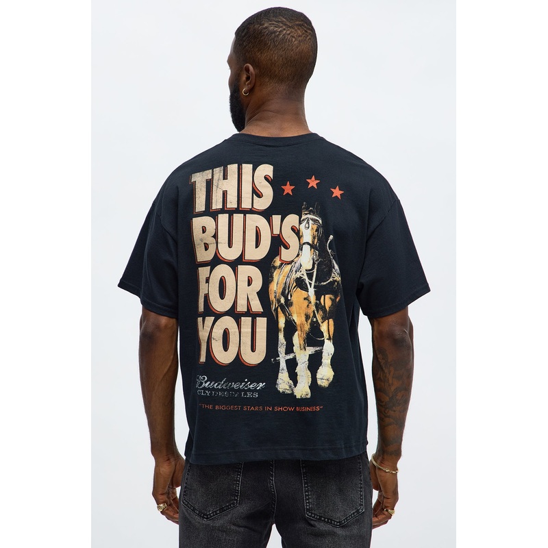 Budweiser This Buds For You Oversized Short Sleeve Tee – Black