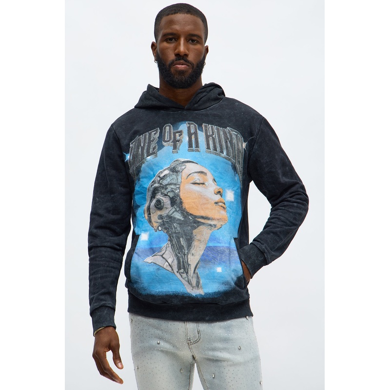 One Of A Kind Rhinestone Hoodie – Charcoal