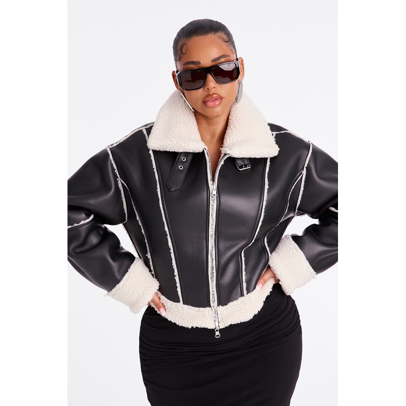 Wild Ride Reversible Faux Leather Moto Jacket – Black/combo