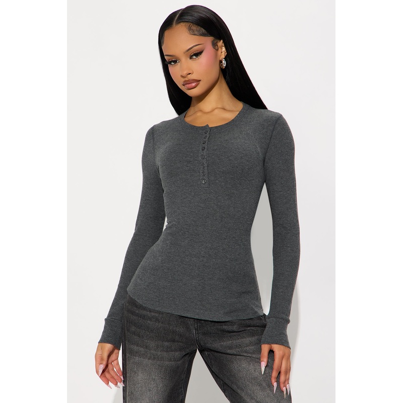 Sophie Henley Long Sleeve Thermal Top – Charcoal