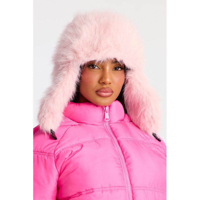 Baby It’s Cold Faux Fur Trapper Hat – Pink