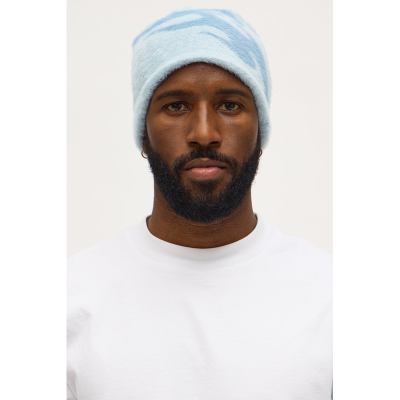 Blaze Mohair Texture Skull Fit Beanie – Light Blue
