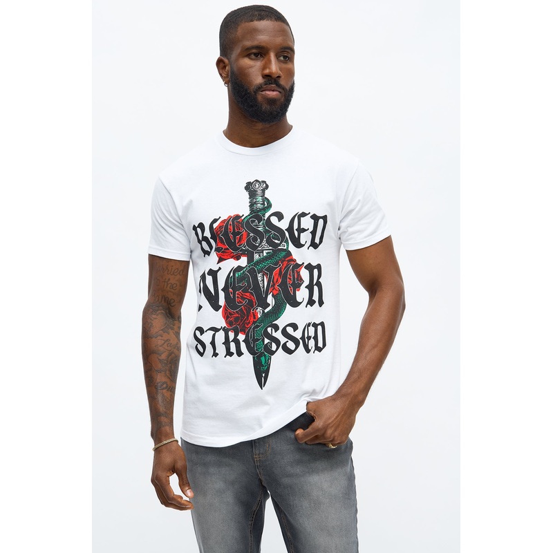 Blessed Never Stressed Short Sleeve Tee – White