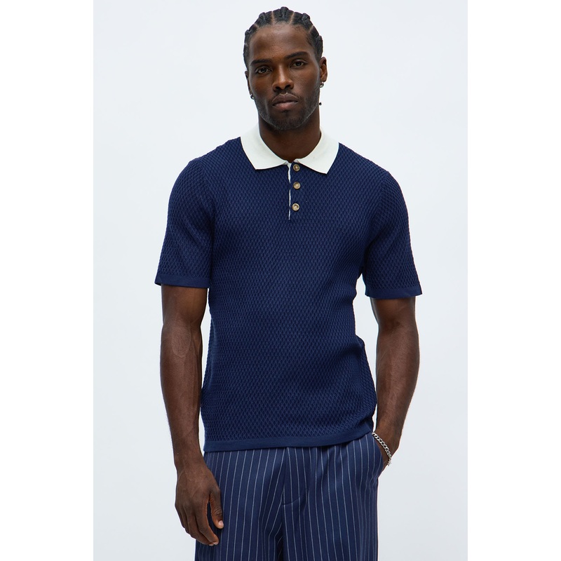 Clubhouse Textured Polo – Blue/combo