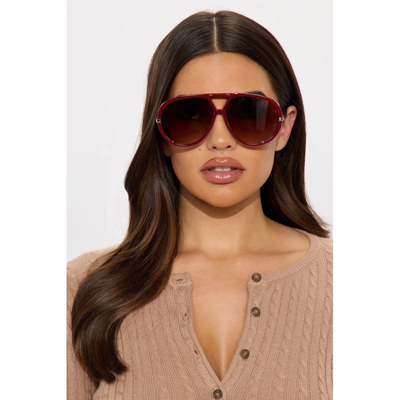 Eyes Hooked Shield Sunglasses – Burgundy