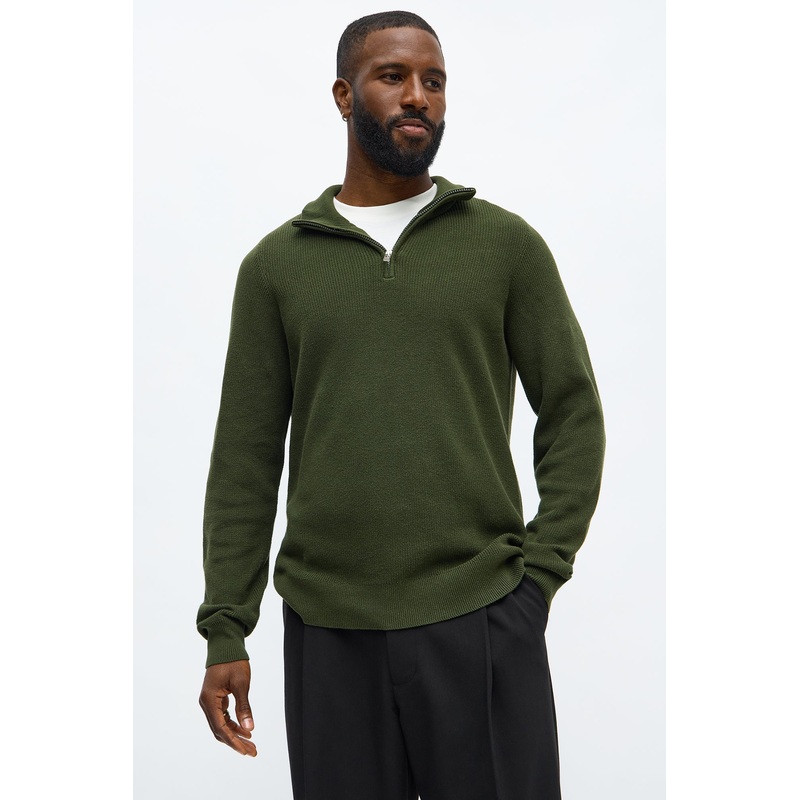 Shawn Quarter Zip Sweater – Olive