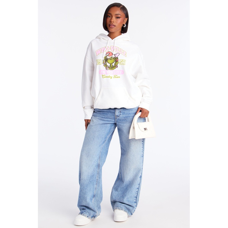 The Grinch Whoville University Fleece Hoodie – White