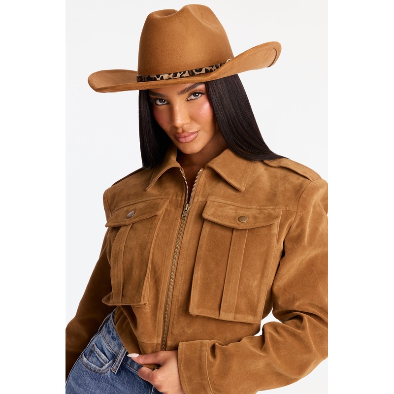 A Bit Wild Suede Cowboy Hat – Cognac