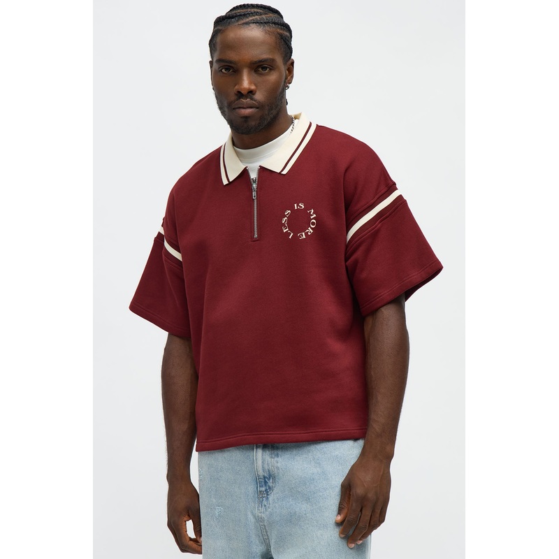 Less Is More Fleece Polo – Red/combo