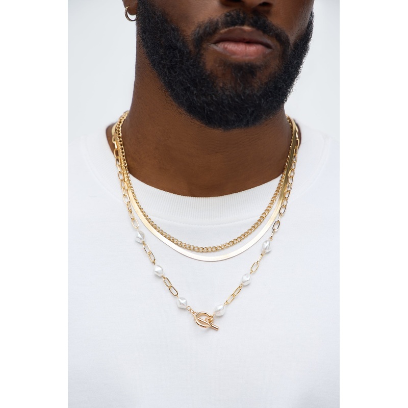 On Point Pearl Necklace Set – Gold