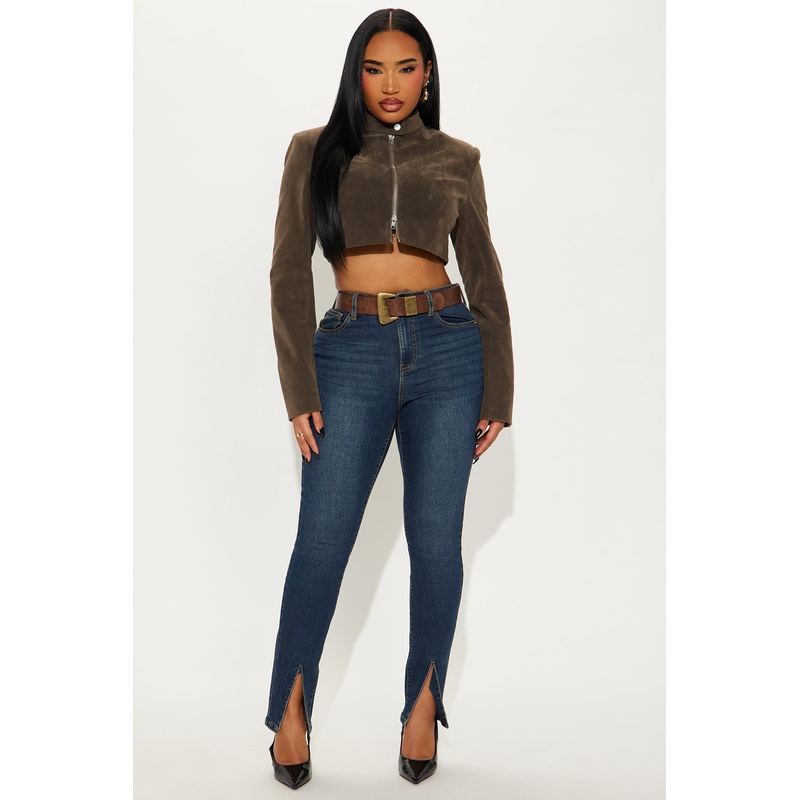 Strut Your Stuff Split Hem Skinny Jean – Dark Wash