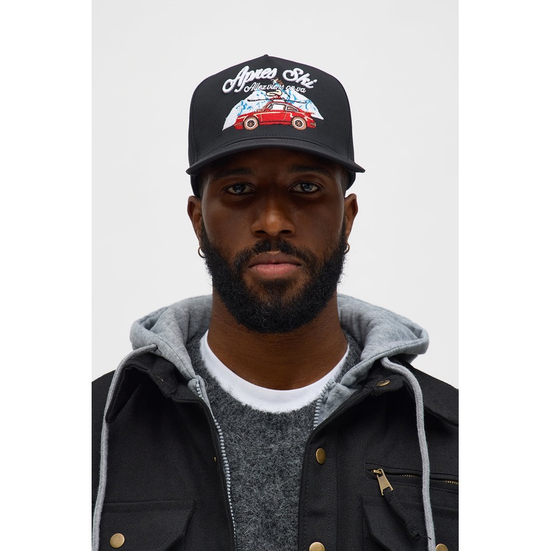 Apres Ski Nylon Structured Snapback Hat – Black