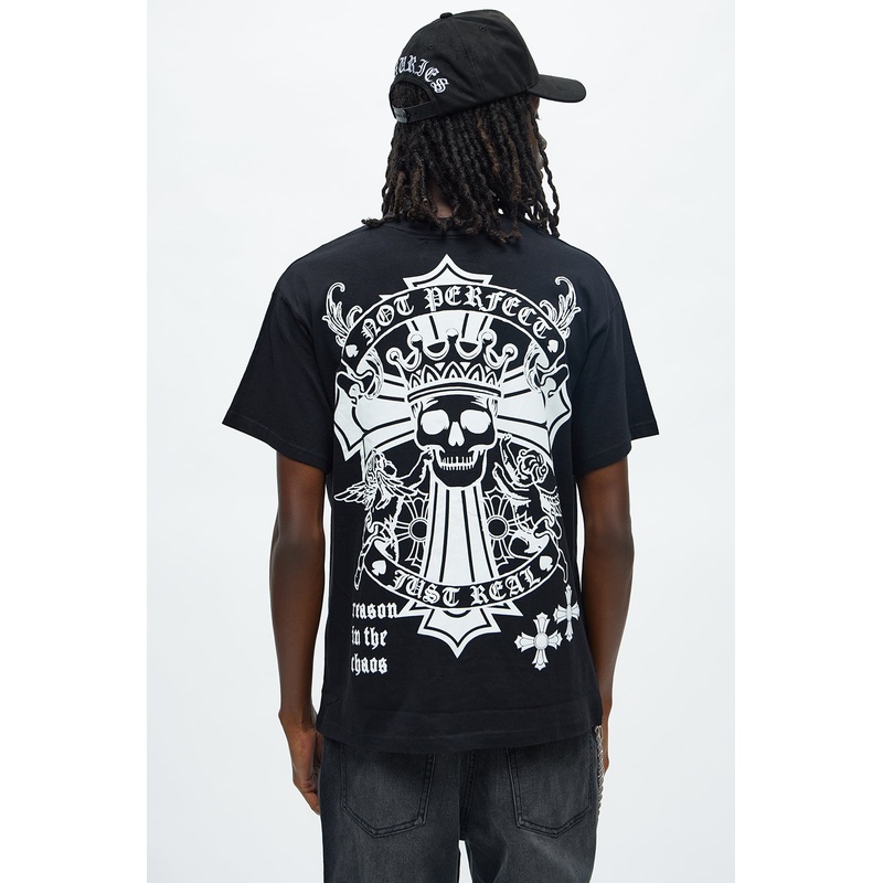Bad Habits Not Perfect Oversized Short Sleeve Tee – Black