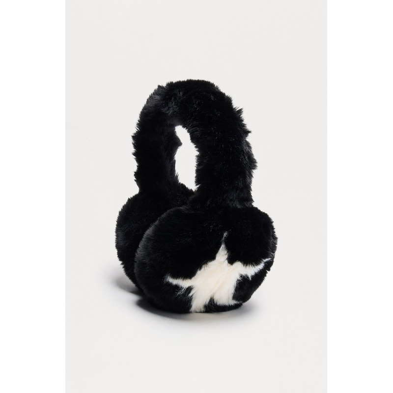 Be A Star Girl Faux Fur Earmuffs – Black/White