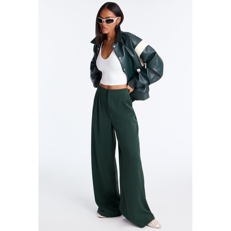 Candice Pleated Wide Leg Trouser Pant 33 – Hunter