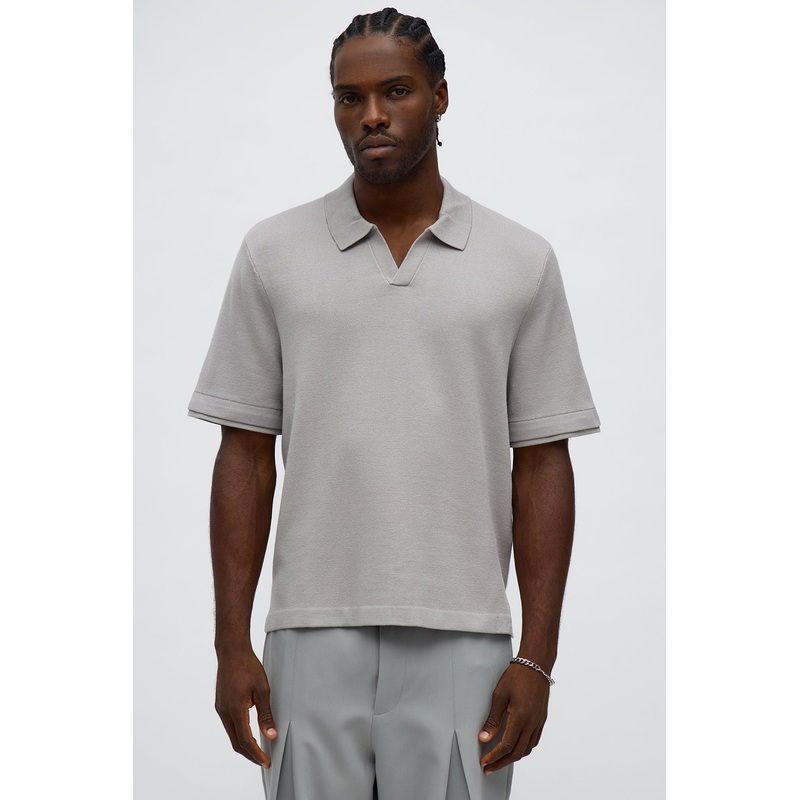 Elevated The Slate Knit Polo – Grey