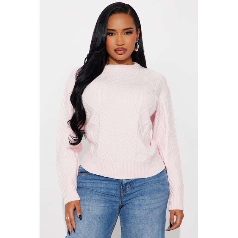 Azusa Cable Knit Sweater – Pink