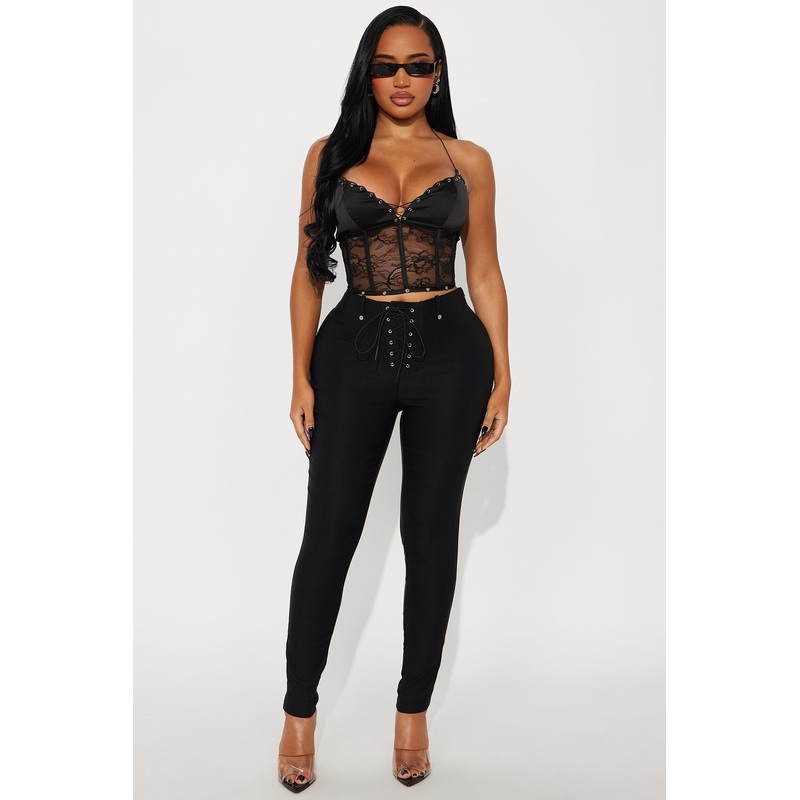 Bet On It Tie Up Skinny Pant 29 – Black