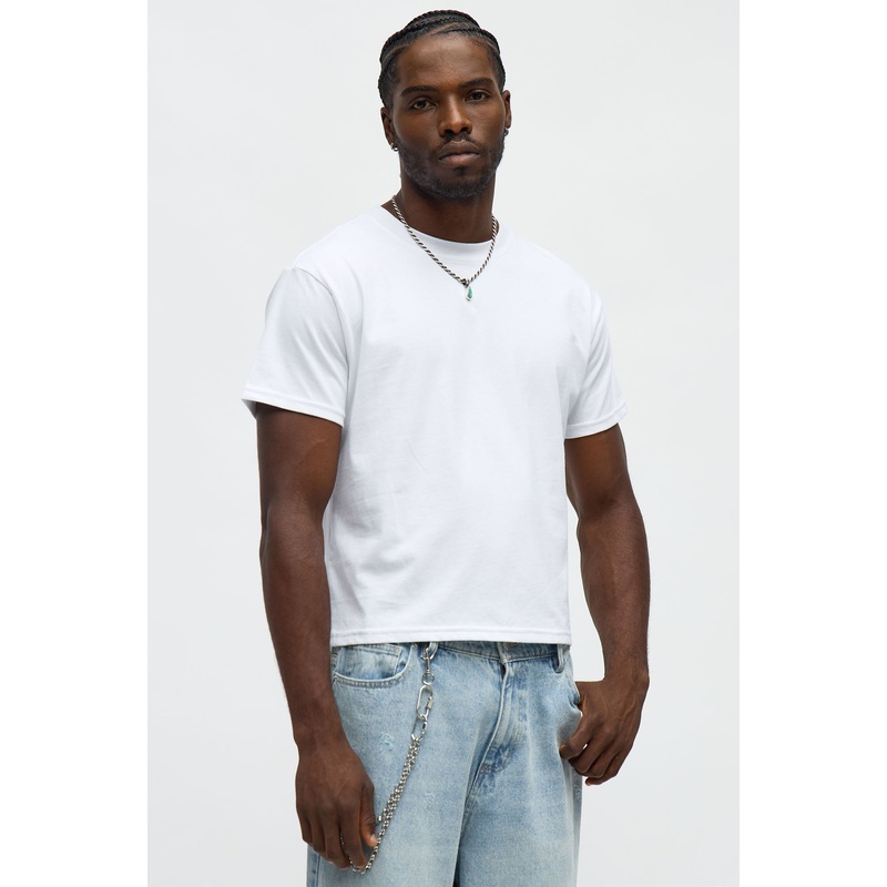 Cropped Crew Baby Tee – White