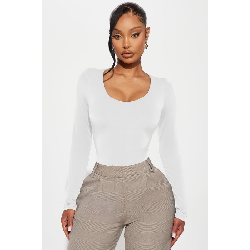 Sabrina Double Lined Long Sleeve Top – White