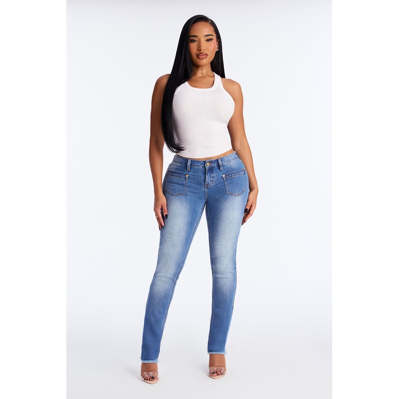 Seranade Slim Straight Leg Jeans – Medium Wash