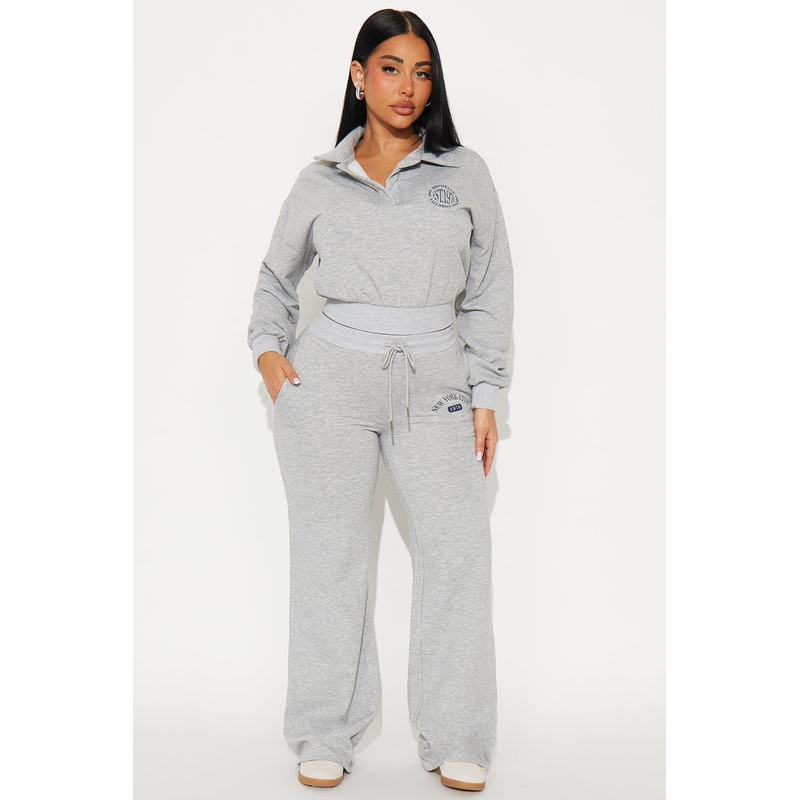 Uptown Ease Fleece Pant Set – Heather Grey