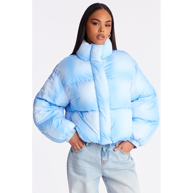 Zoe Ombre Cropped Puffer Jacket – Blue