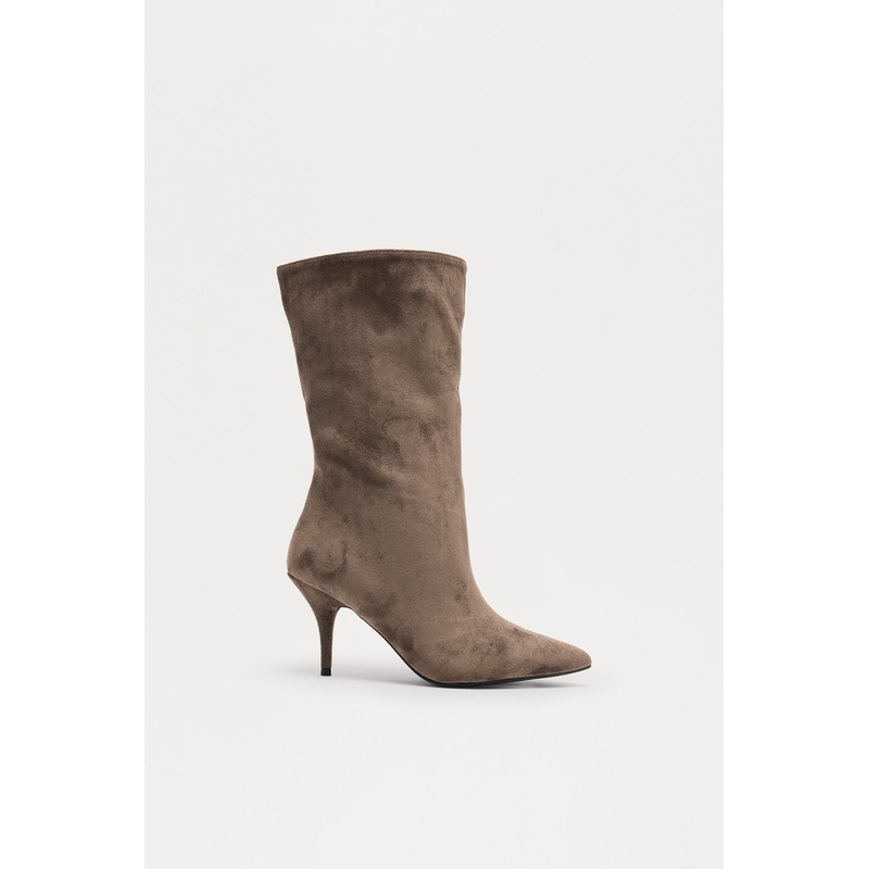 Aime Faux Suede Boots – Taupe