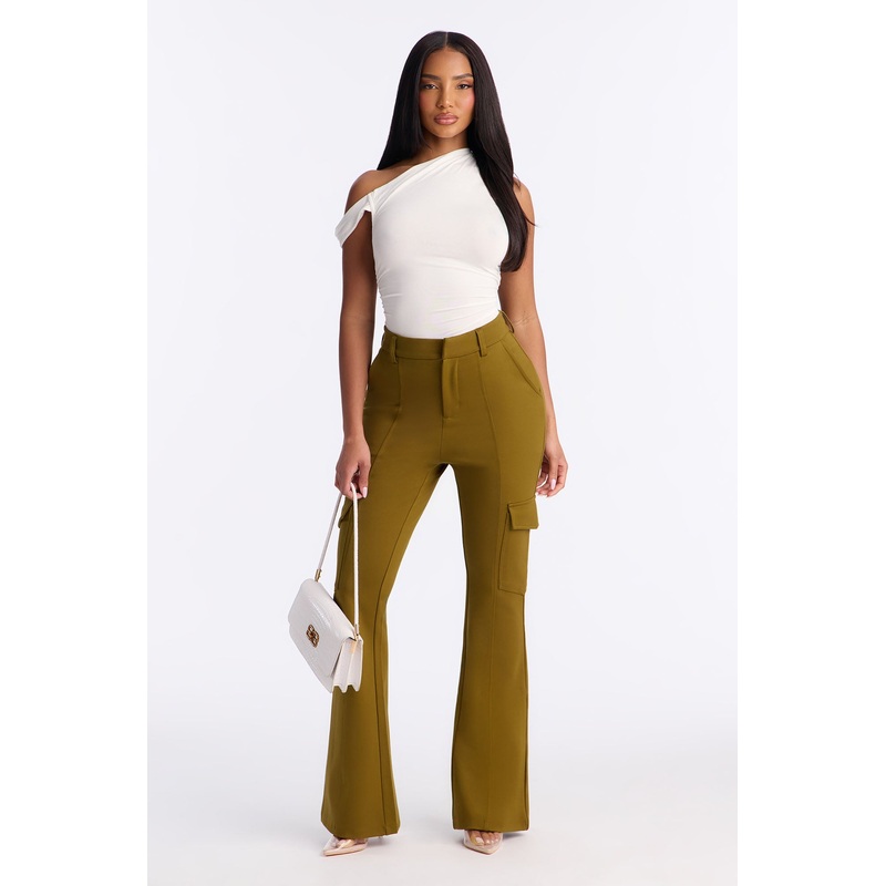 Be About It Flare Cargo Pant – Olive