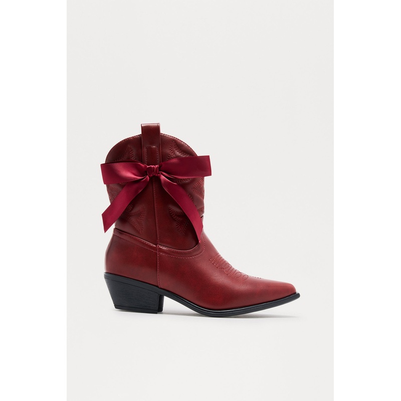 Willa Bow Cowboy Booties – Wine
