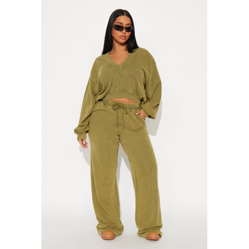 Angelica Washed French Terry Pant Set – Olive
