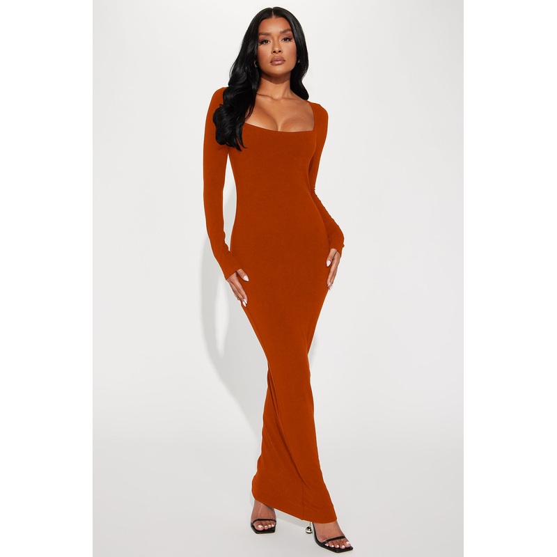 Athena Smooth Snatched Maxi Dress – Chocolate