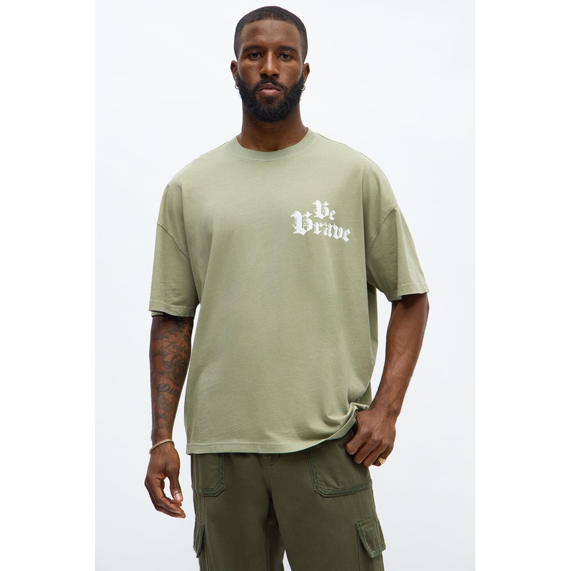 Be Brave Oversized Short Sleeve Tee – Olive