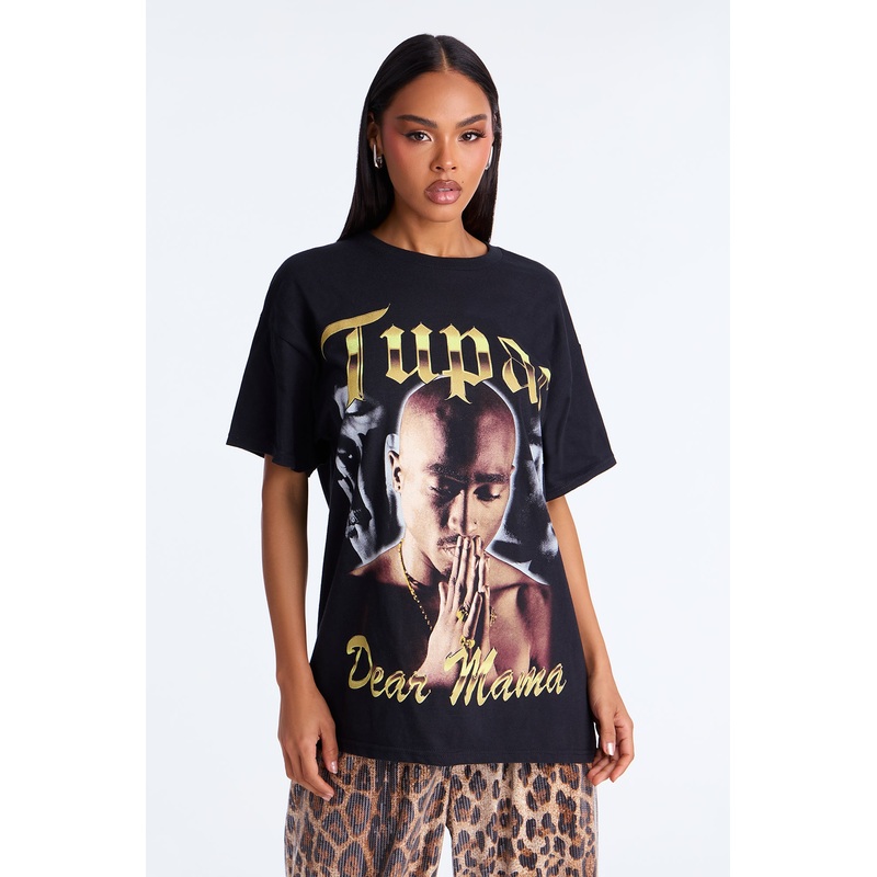 Tupac Dear Mama Jumbo Print Tee – Black