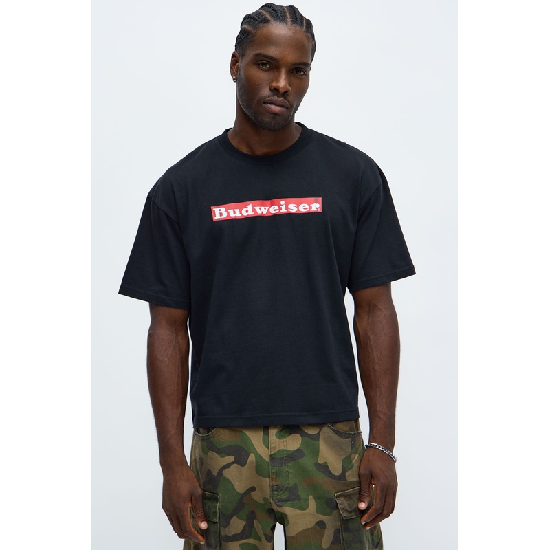 Budweiser Vintage Ad Oversized Short Sleeve Tee – Black