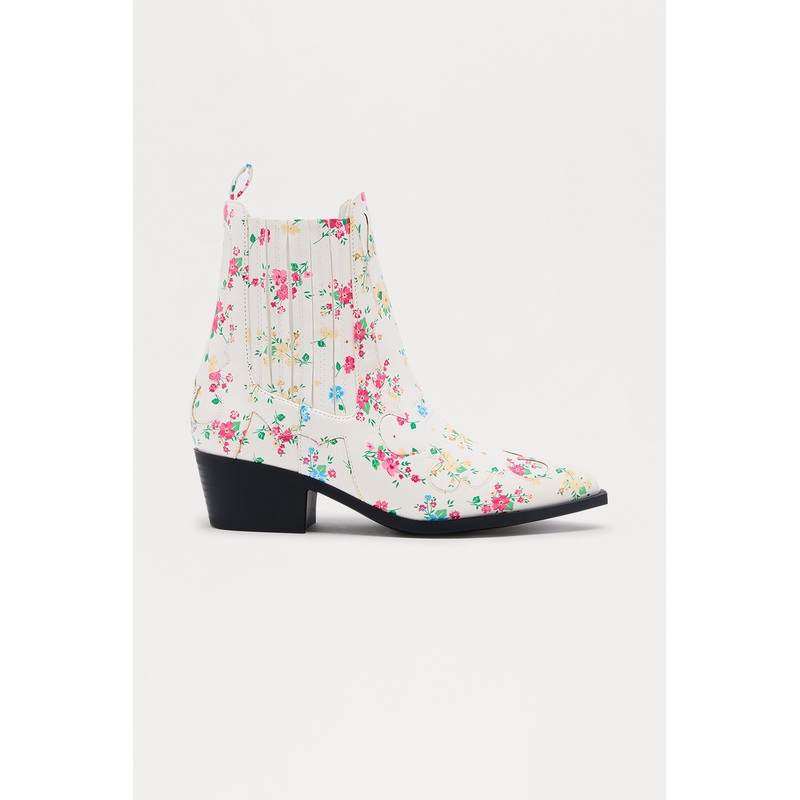 Charity Floral Booties – Cream