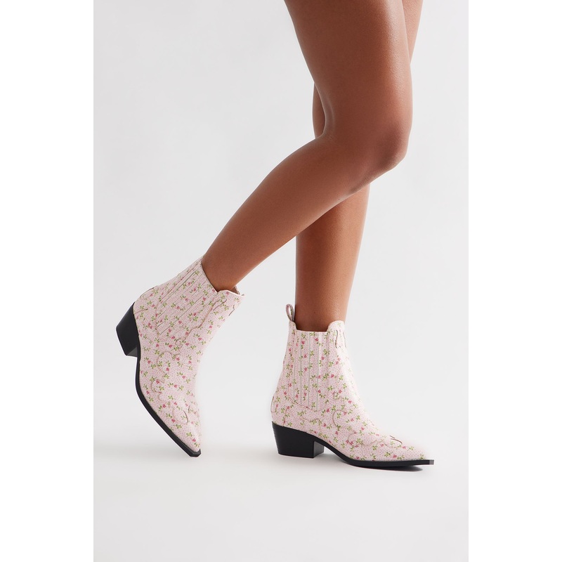 Charity Floral Booties – Pink