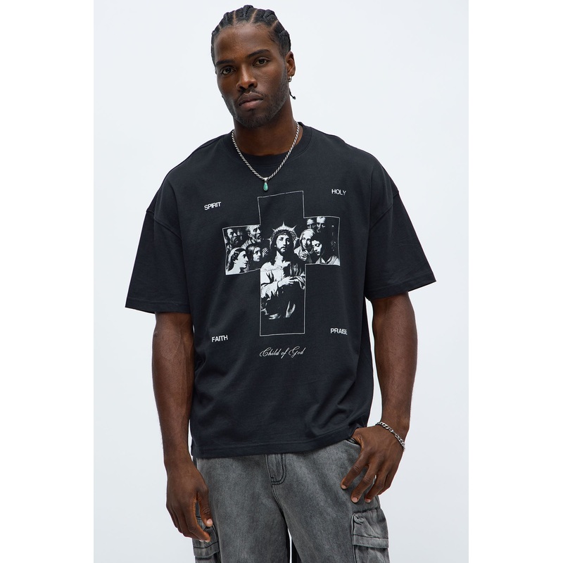 II Corinthians 5 Verse 7 Oversized Short Sleeve Tee – Black