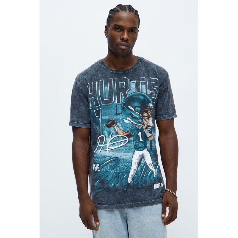 Jalen Hurts Bobble Head Short Sleeve Tee – Black Wash