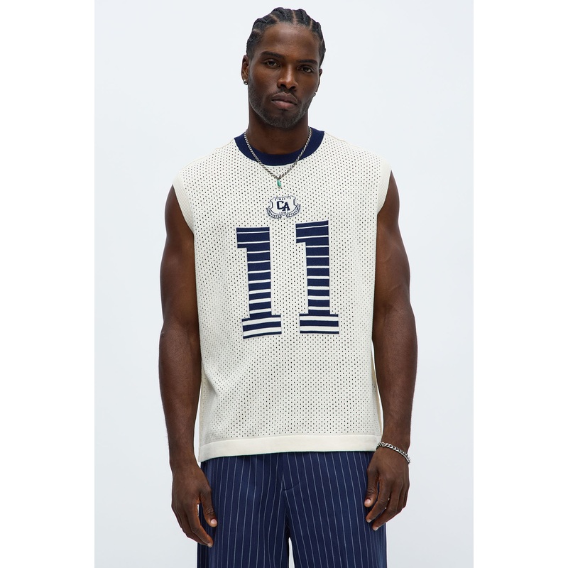 Knit Retro Jersey Tank – Off White/combo