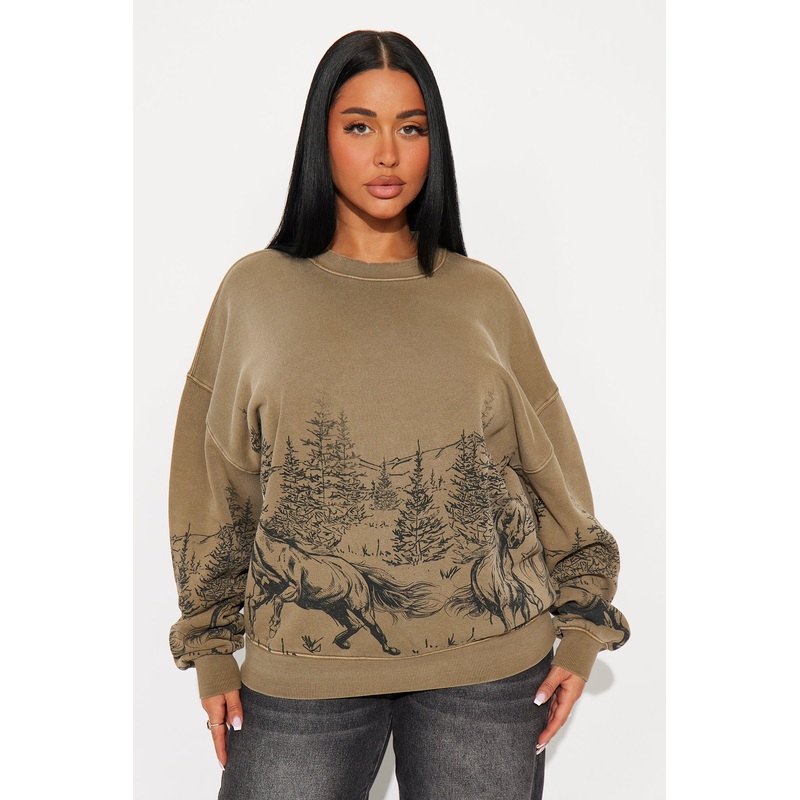 Saddle Pines Fleece Crew Neck Sweatshirt – Mocha