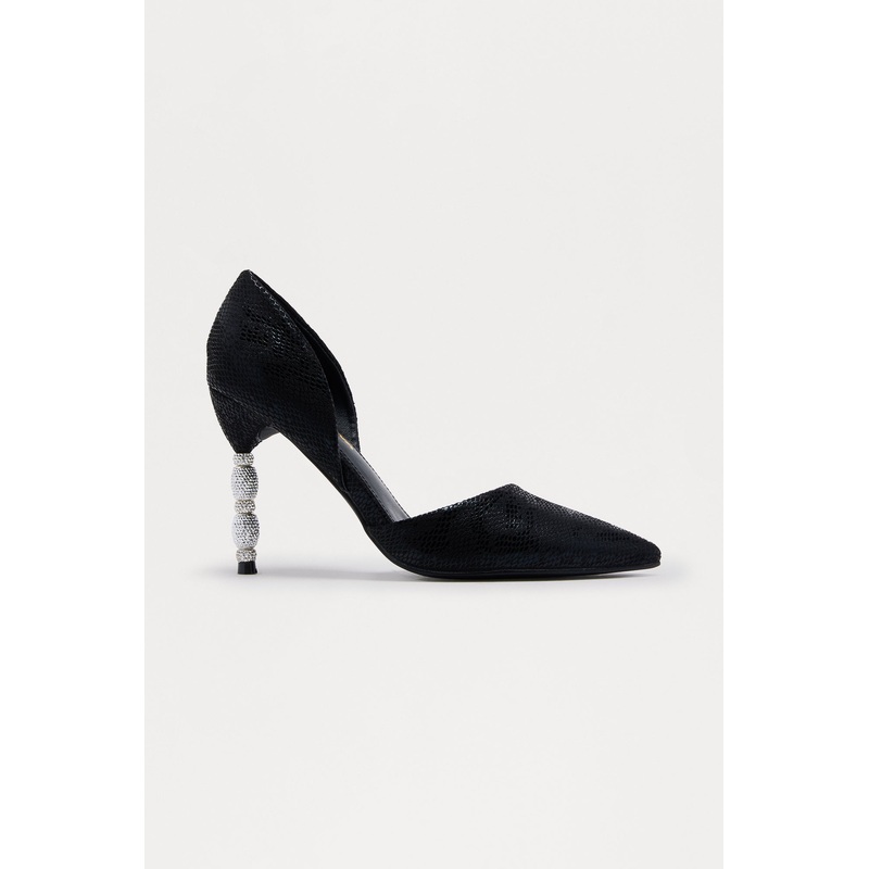 Zoha Rhinestone Heel Pumps – Black