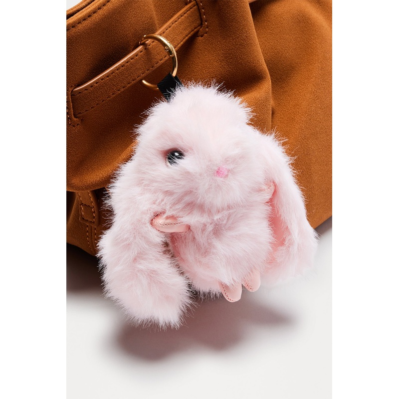 Bunny Love Faux Fur Handbag Charm – Pink