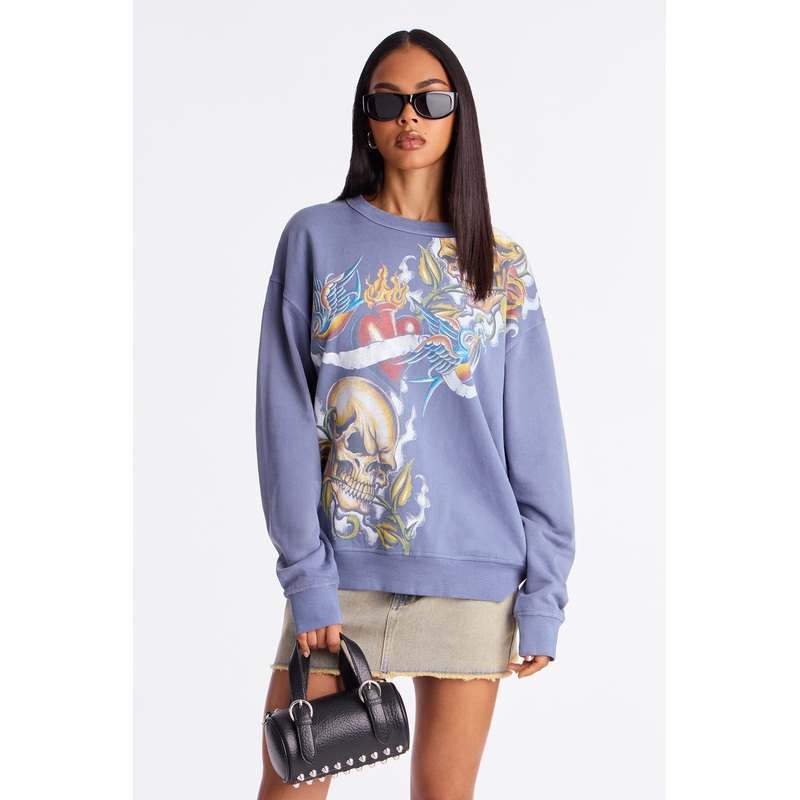 Bury My Heart Washed Crew Neck – Black Wash