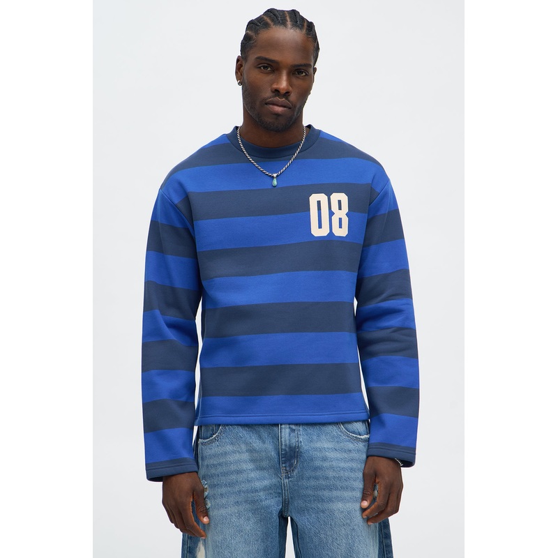 Champions Stripe Crewneck Sweatshirt – Navy/combo