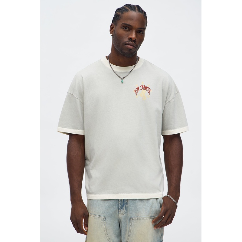 Crossed Out Short Sleeve Ringer Tee – Light Grey