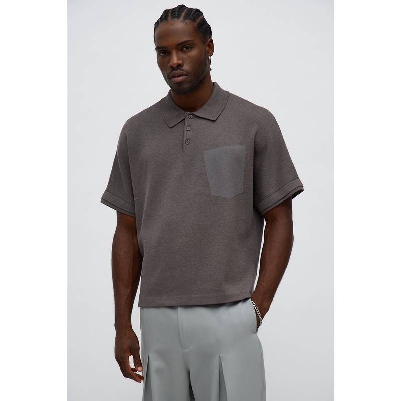 Elevated Contrast Polo – Brown