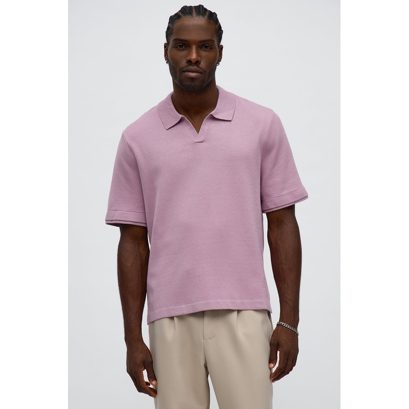 Elevated The Slate Knit Polo – Mauve
